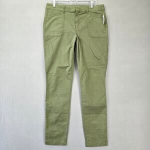 Old Navy Green Moss Pants NEW Pixie Chino Stretch Skinny Womens Size 12 Tall Zip